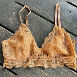 Ambrielle Tan Lace Bralette Bra Medium (Final Sale)